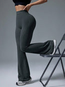 Calça Feminina Flare Cintura Alta Casual Cinza