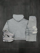 Manfinity Dauomo Conjunto de Moletom com Zíper e Calça Casuais com Bordado de Letra Masculino, Outono