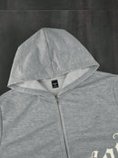 Manfinity Dauomo Conjunto de Moletom com Zíper e Calça Casuais com Bordado de Letra Masculino, Outono