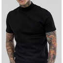 Camiseta Masculina Gola Alta Slim- Malha Peruana Premium 100% Algodão – Casual/Esporte Fino P ao G1