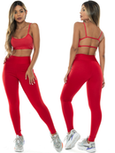 Conjunto Fitness Feminino Calça Legging Forrada E Top Costa Nua Gringa Zero Transparência 080+124