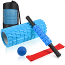 Kit Completo 4x1 Lorben Rolo de Massagem Bastão Miosfascial Bola Lacrosse Faixa Elástica Band Bolsa