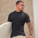 Camiseta Masculina Americana canelada Slim Fitnnes