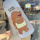Garrafa grande de 1 litro ursos we bare bears de canudo e tampa que veda