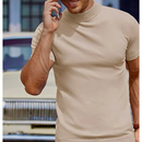 Camiseta Masculina Gola Alta Slim- Malha Peruana Premium 100% Algodão – Casual/Esporte Fino P ao G1