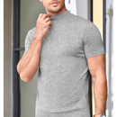 Camiseta Masculina Gola Alta Slim- Malha Peruana Premium 100% Algodão – Casual/Esporte Fino P ao G1