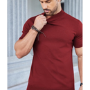 Camiseta Masculina Gola Alta Slim Malha Peruana Premium