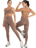 Conjunto Fitness Feminino Calça Legging Forrada E Top Costa Nua Gringa Zero Transparência 080+124