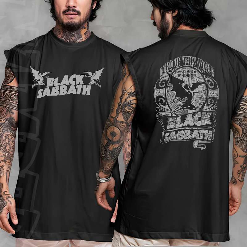 Camiseta regata machao oversized banda de heavy metal black sabbath em algodao unissex