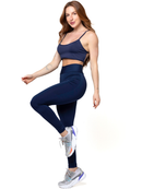 Conjunto Fitness Feminino Calça Legging Forrada E Top Costa Nua Gringa Zero Transparência 080+124