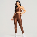 Conjunto fitness canelado com brilho