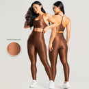 Conjunto fitness canelado com brilho