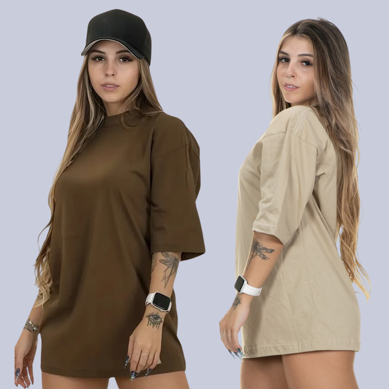 Camiseta Oversized Feminina 100% Algodão (EM VARIAS AS CORES) APROVEITEM !