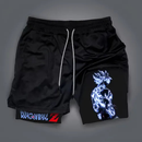Short Compressão 2 em 1 Dry-Fit Arte Vegeta Goku Dragon Anime Ball Z Mode Geek Gym Fitness