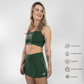 Conjunto Fitness Feminino Poliamida Burst Shorts Saia e Top Alça Larga Beach Tennis Academia Corrida