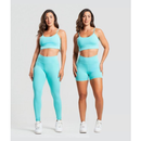 Kit Fitness Feminino3 peças. Top, Calça legging e Short Liso Poliamida. 