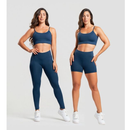 Kit Fitness Feminino3 peças. Top, Calça legging e Short Liso Poliamida. 