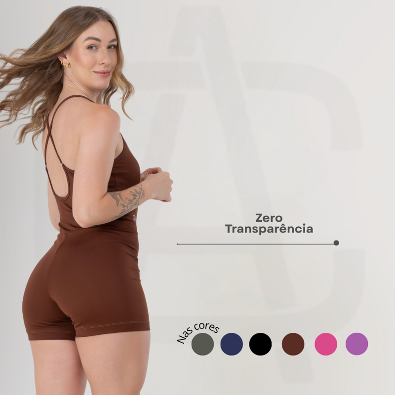 Macaquinho Fitness Zero Transparência Academia Crossfit Decote nas Costas