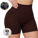 Kit 1/2 Short Feminino Fitness Cintura Alta Canelado Secagem Rápida Zero Transparente Esportivo