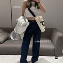 Conjunto De yoga Calças Compridas Femininas + Moda Cortada Roupas De 2 Peças Regata De Tricô Com Rosca