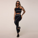Calca Legging Queens Empina Bumbum Preta com Branco Moving