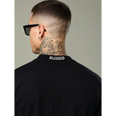 Camiseta Oversized 100% Algodão Penteado Gola Alta Canelada Estampa Blessed & Grateful