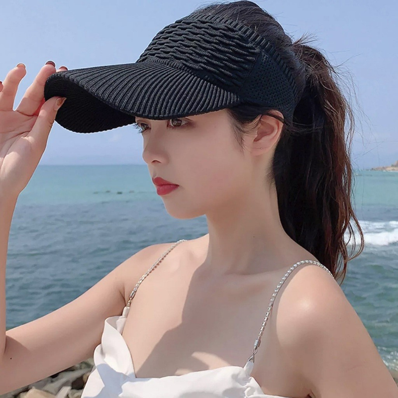 Chapéu/Boné Feminino De Aba Longa Respirável Viseira Em Cor Lisa