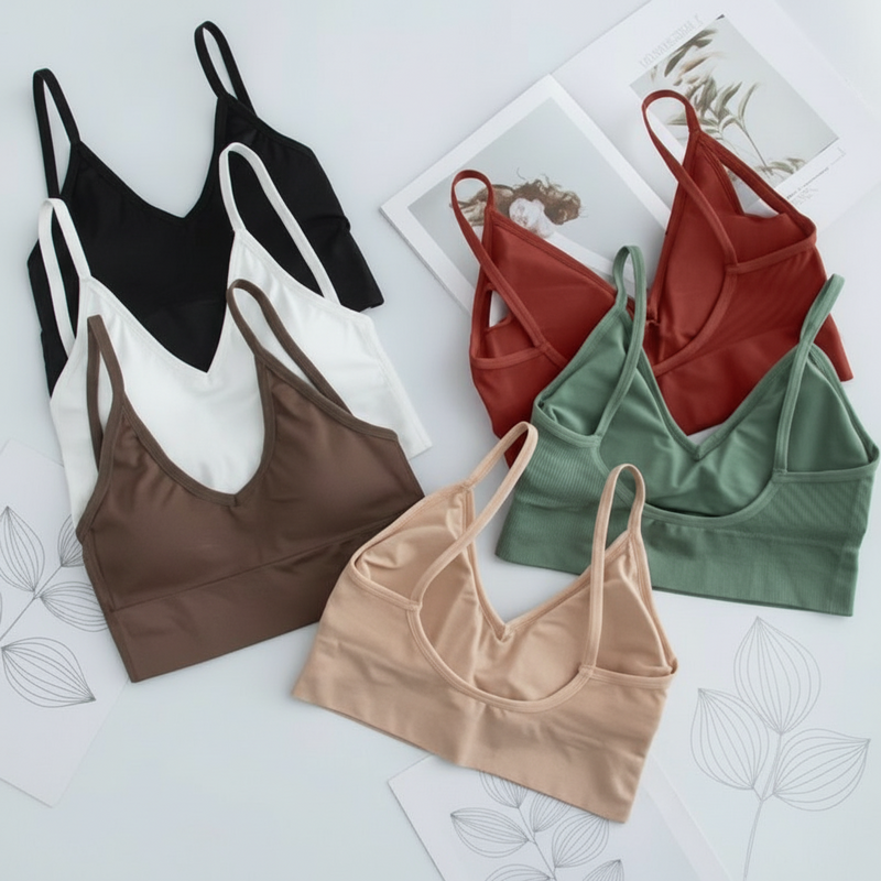 kit 5 Sutiã Esportivo Sexy Sem Costura-Conforto Fio Para Exercícios E Uso Diário